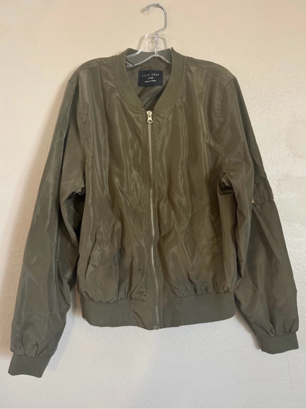 Love Tree Olive Green Bomber Jacket - Men's Zip Front